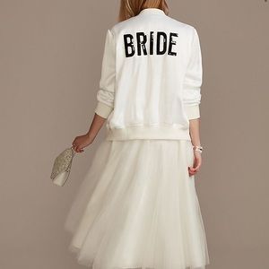 David’s bridal bride bomber jacket